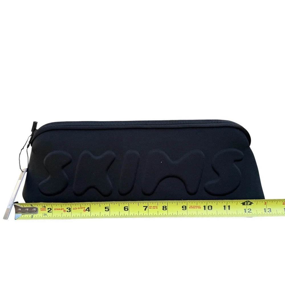 SKIMS Black Neoprene Case‎ Makeup Travel Bag Pouch Cosmetic Organizer New